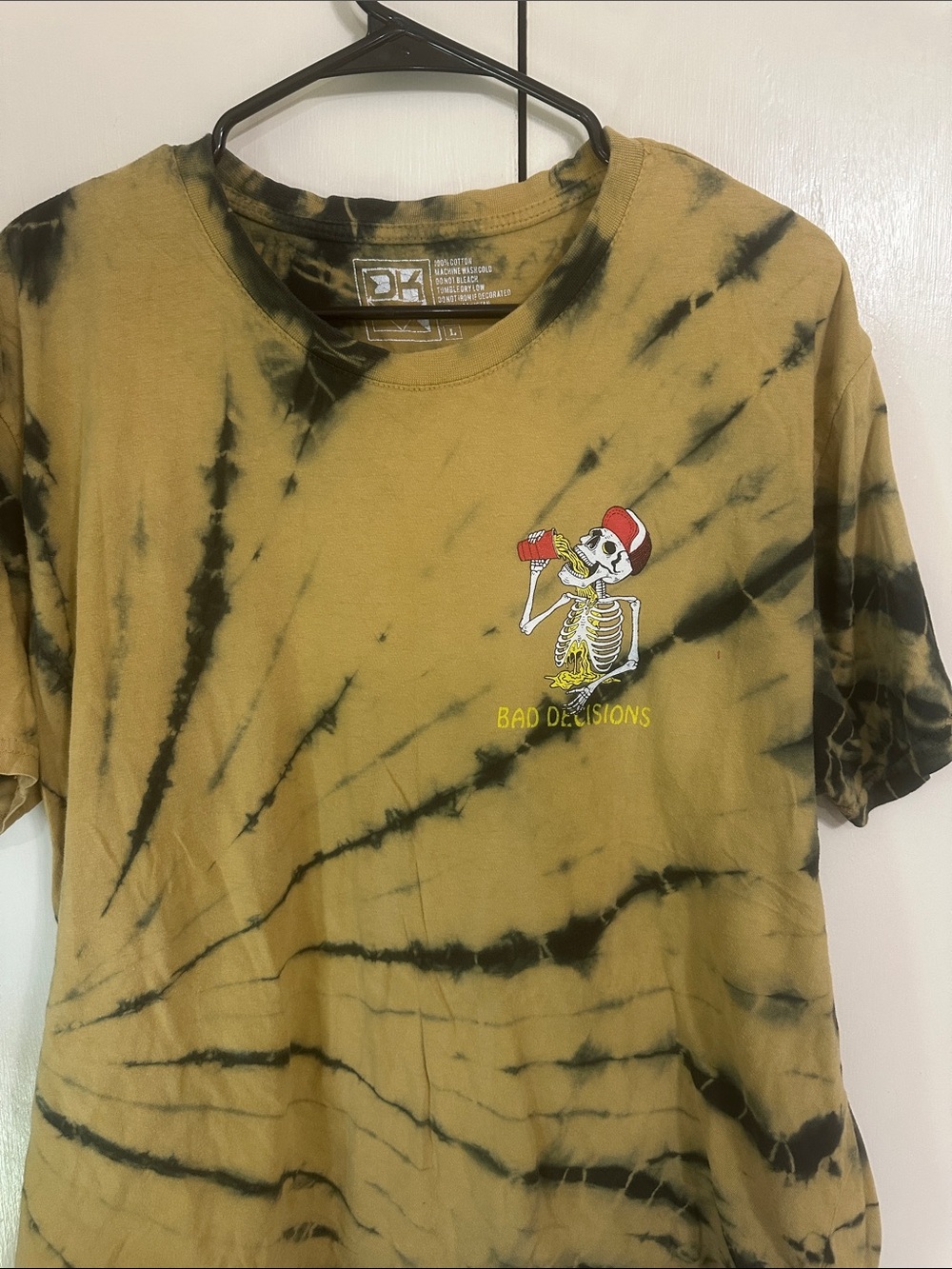 Bad Decisions Tie-Dye Kids Tee - Mustard & Black